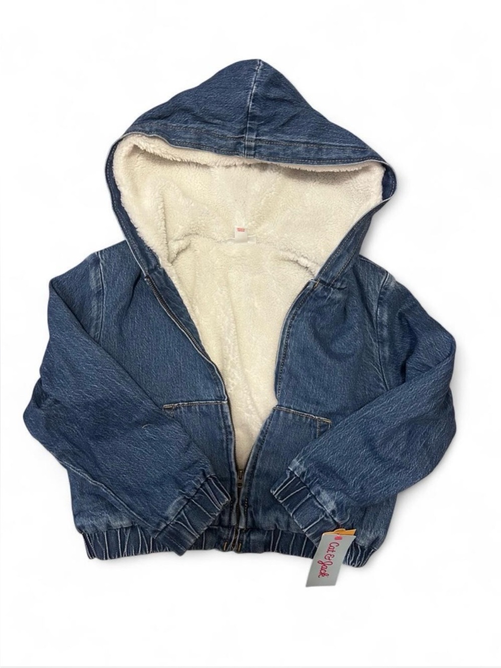 Cat & Jack Kids Hooded Sherpa-Lined Denim Jacket - Blue